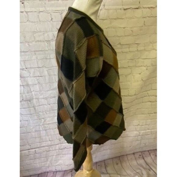 Peruvian Connection 100% Merino Wool Diamond Pattern Sweater Brown Green Size S - Picture 2 of 8